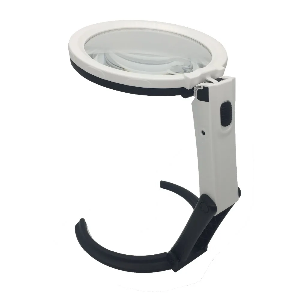 

Foldable 8X 2.5X Hands Free LED Illuminated Desktop Magnifier with Stand and 10 LED Lights Reading Magnifying Glass Loupe