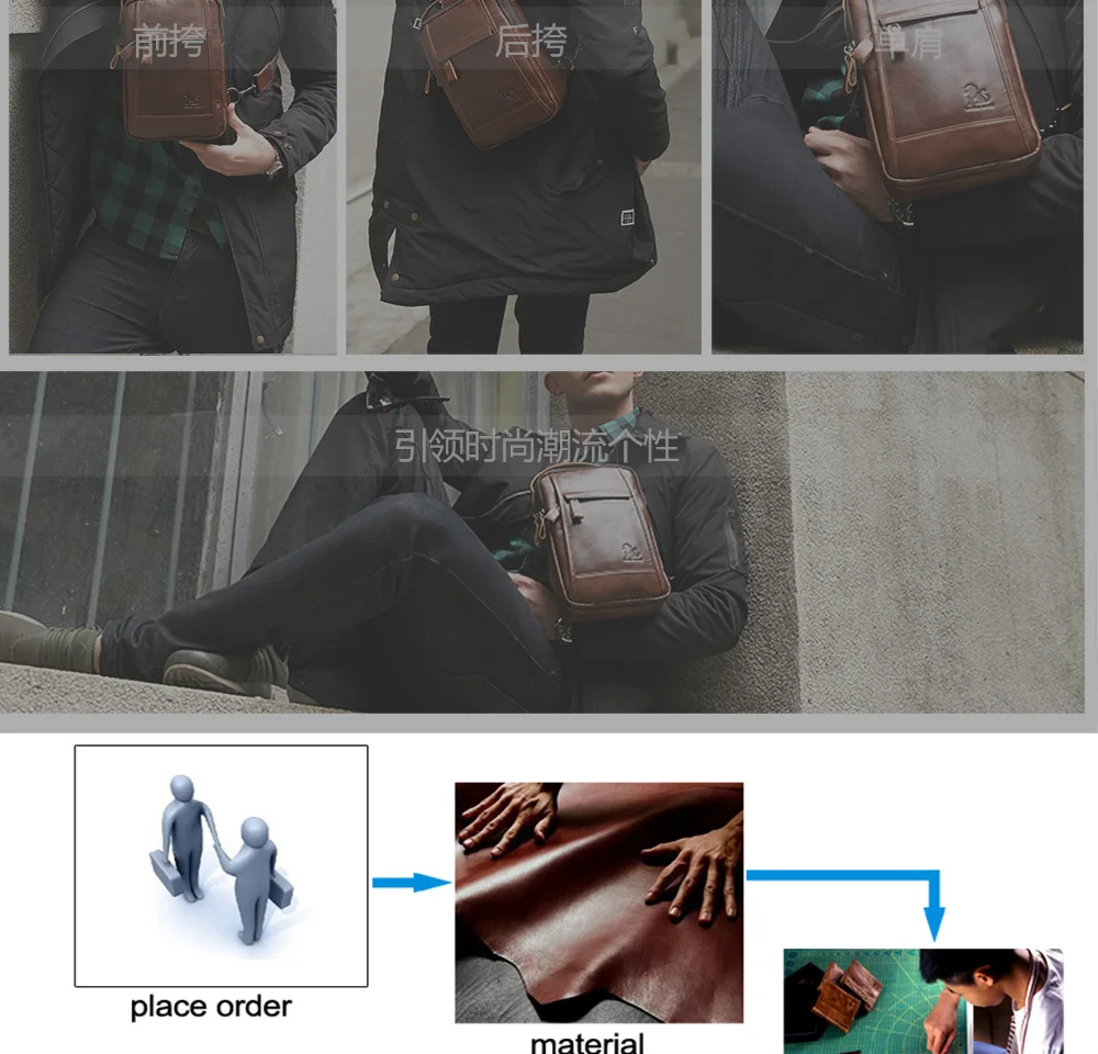Genuíno dos homens Homens Saco Crossbody Pacote