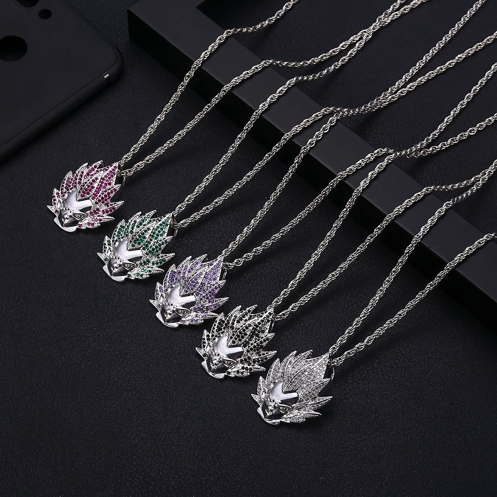 

Hip Hop Jewelry Iced Out Chain Plated Copper Micro Pave CZ Cartoon Anime Character Pendant Necklace for Men Gifts Jewelry