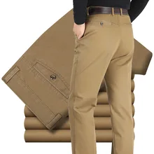 Дизайн, Осенние повседневные мужские брюки, хлопковые свободные мужские брюки с высокой талией, прямые брюки, модные деловые брюки для мужчин размера плюс 42