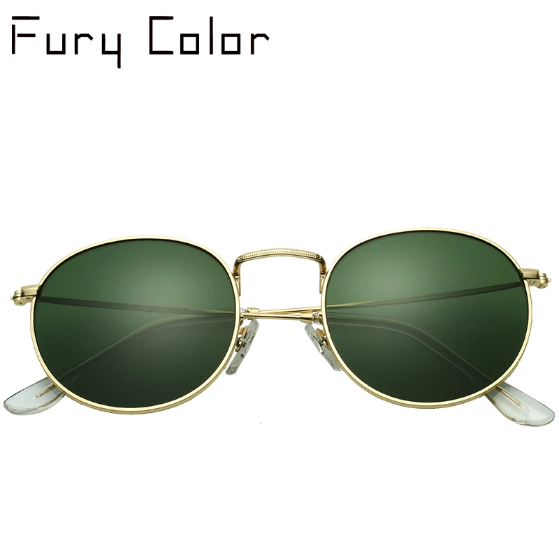 

Glass lens retro Round Luxury design brand metal frame Sunglasses Men Women retro vintage Female driving ladies sun glasses 3447