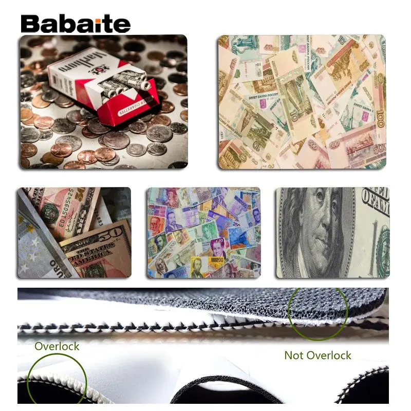 

Babaite New Printed Money Silicone Pad to Mouse Game Size for 180x220x2mm and 250x290x2mm Design Mouse Pad