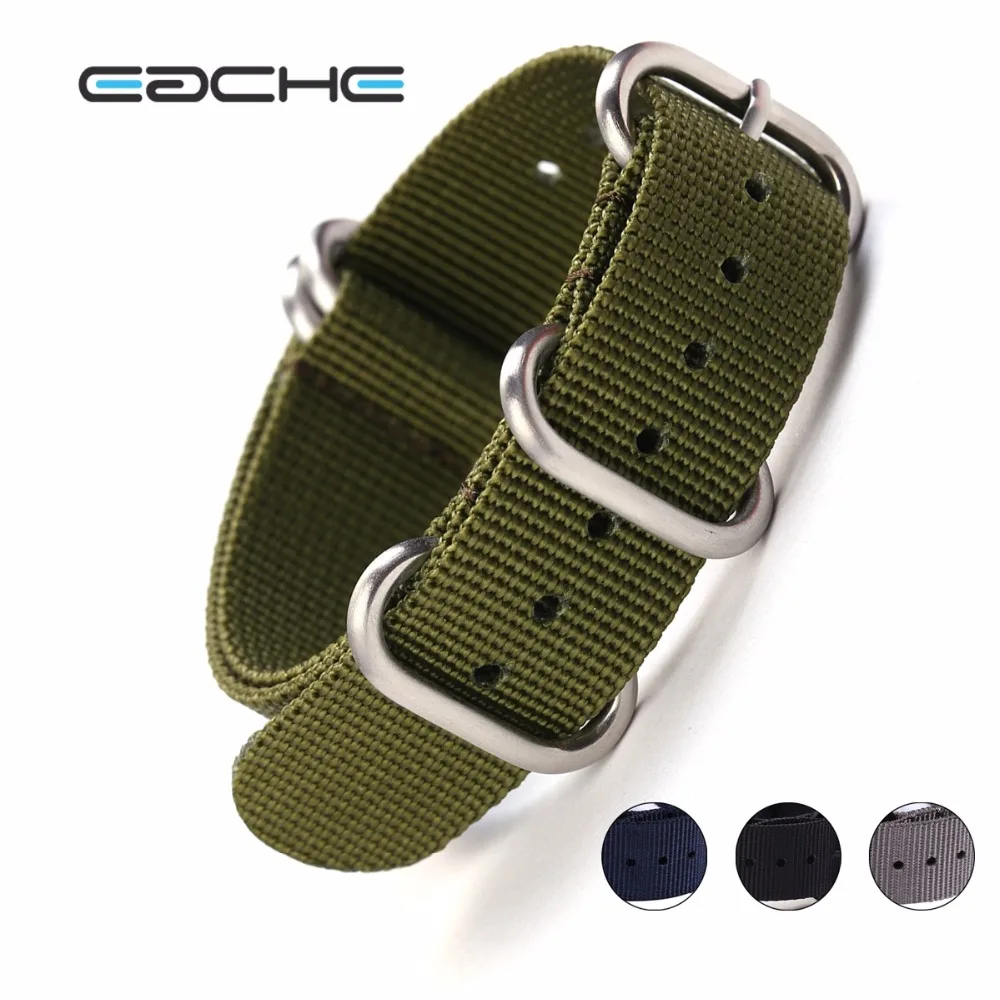 EACHE High Quality Nylon Zulu Watch Band straps With Stainless Steel Black Silver Buckles 20mm 22mm