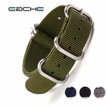 EACHE Haute Qualité Nylon Zulu Regarder la Bande sangles Avec En Acier Inoxydable Noir Argent Boucles 20mm 22mm 24mm