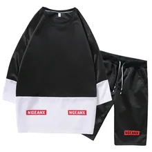 Спортивный костюм Для мужчин брендовые свободные хип-хоп комплект летней Для мужчин s Костюмы костюмы толстовка Для мужчин костюмы для Для мужчин комплект летний дизайн M-3XL