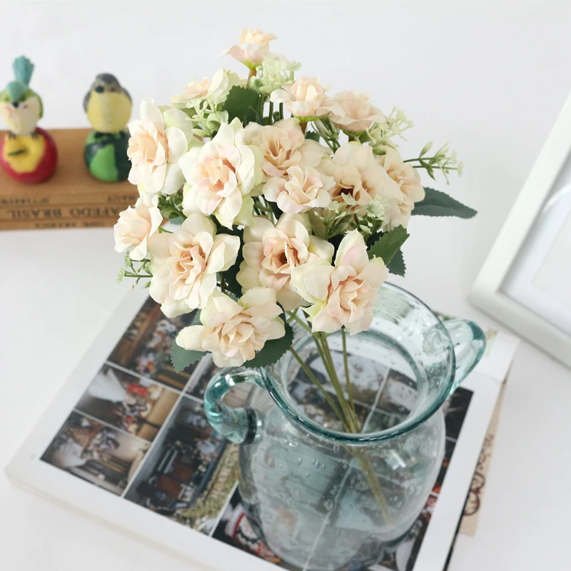 JAROWN Simulation Rose Flower Bouquet Artificial Silk Fake Flowers For Wedding Decorations Home Garden Decor Fleur (4)