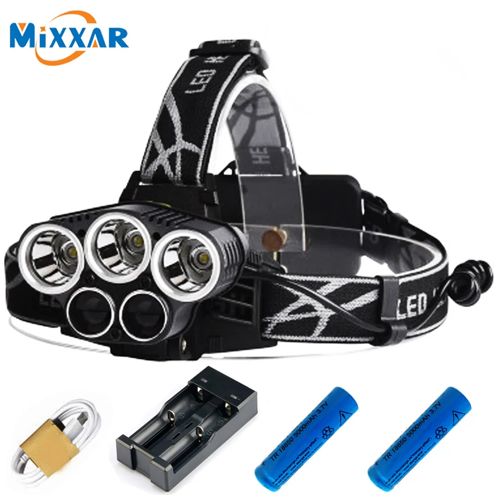 ZK20 15000LM LEDไฟหน้า3 XML-T6สีขาว2 XPEหัวสีฟ้าไฟฉายไฟฉายledไฟหน้าไฟตกปลาไฟหน้า18650แบตเตอรี