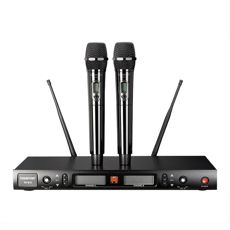 Беспроводной микрофон Takstar W80 UHF 2 канальный ЖК дисплей для караоке конференций