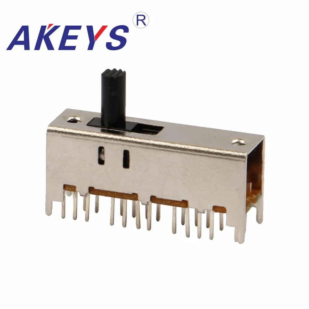 

SS-63D01 6P3T Six pole three throw 3 position slide switch 24 pin DIP type with 4 fixed pin handle heights can be customized