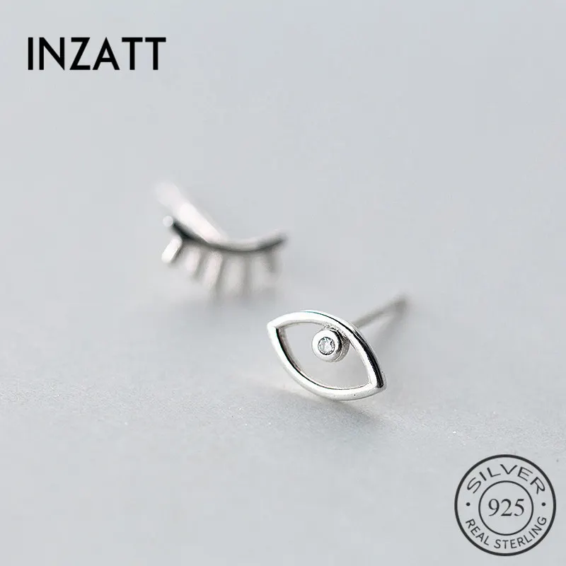 INZATT панк Настоящее 925 пробы серебряные асимметричные серьги-гвоздики для женщин вечерние ювелирные изделия