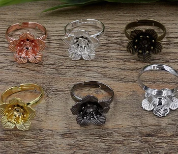 

100pcs 16*6mm Flower Pad ring blank Cameo Tray,Bronze/Gold/Silver Ring setting,Handmade DIY Zakka jewelry Finding