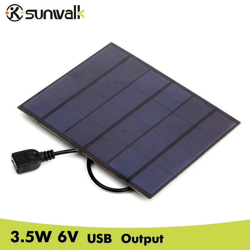 Солнечная панель SUNWALK 3 5 Вт 6 в с выходом USB|Солнечные элементы| |