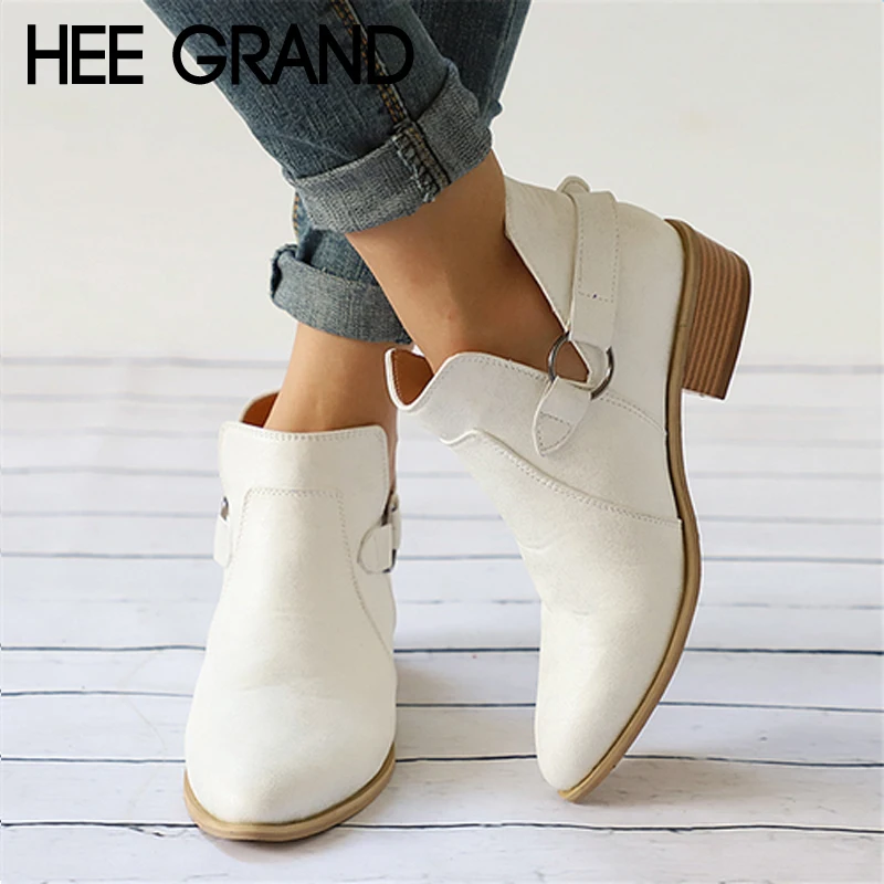 

HEE GRAND Metal Decoration Women Winter Boots Slip On Women Causal Ankle Boots Platform Shoes Woman Creepers Rubber Flat XWX7057