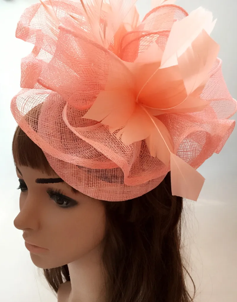 High quality sinamay fascinator headwear sinamay base with feather show