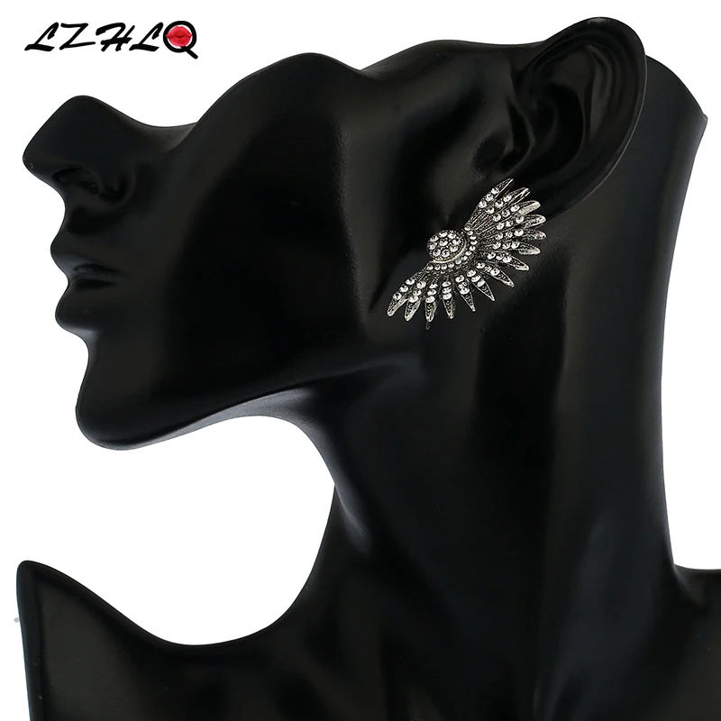 

LZHLQ Geometric Splice Maxi Sector Stud Earrings Fashion Women Elegant Rhinestone Earrings 2019 Famous Brand Jewelry Accessories