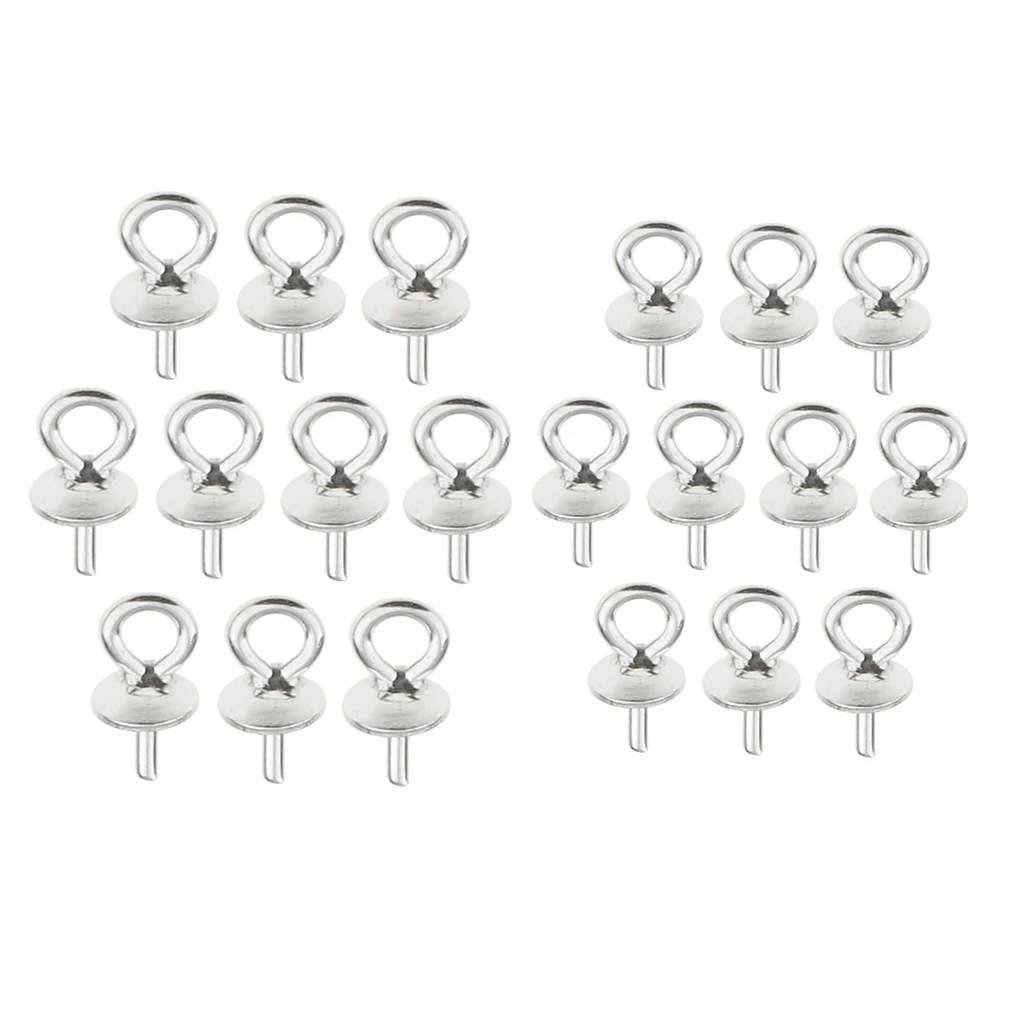 20 Pieces Sterling Silver 925 Pendant Clasp Pearl Bail Eye Pins Jewellery Findings Connector 4mm And 5mm