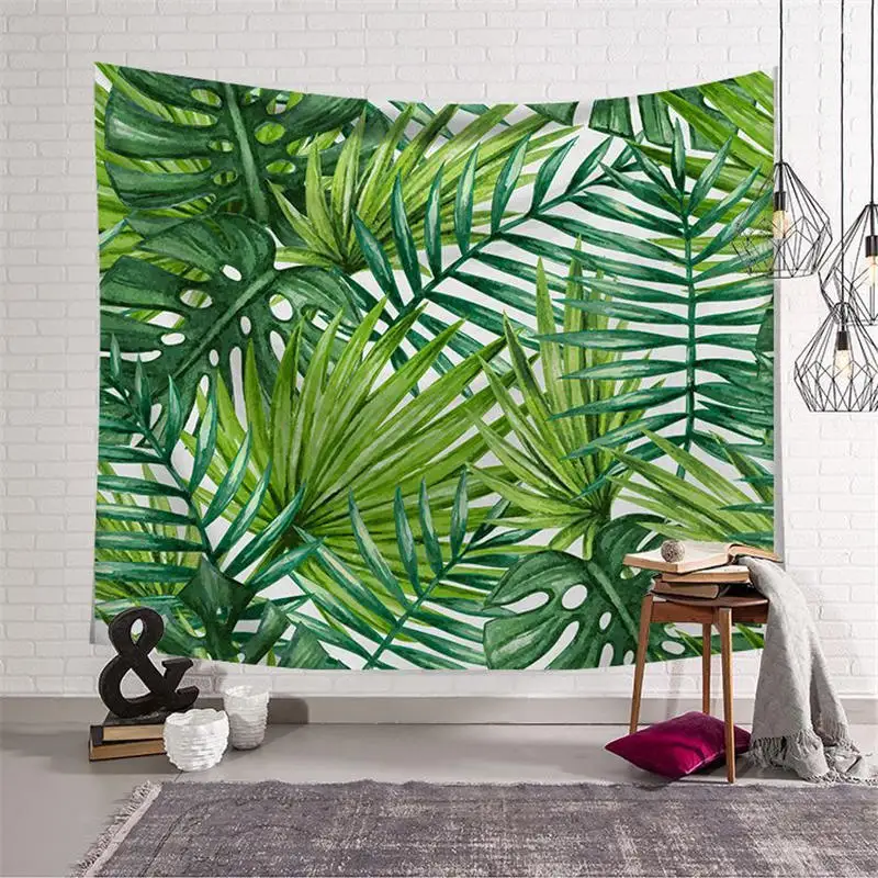 

Nodic Green Plant Leaf Print Tapestry Throw Rug Blanket Camping Tent Travel Mattress Sleeping Pad Mandala Tapestry Home Decor