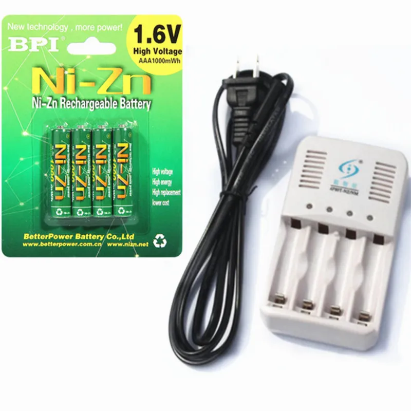 Powerful 4 Pcs 1.6v aaa 1000mWh rechargeable battery nizn Ni Zn aaa 1