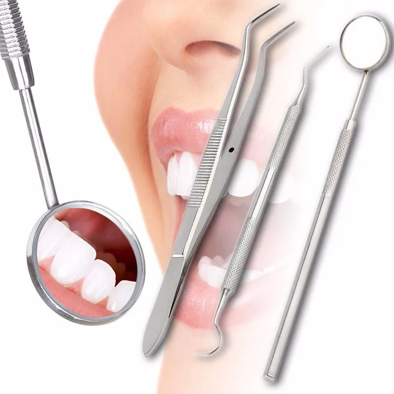 Нержавеющая сталь стоматологических руководство зеркало зонд плоскогубцы пинцеты зубов чистке комплект оборудования стоматолог машина