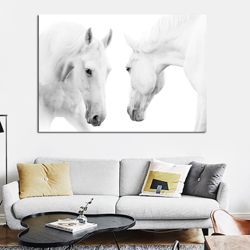 

Canvas Art Animal White Horses Decorative Wall Art Picture Home Decor Canvas Paintings for Living Room Wall Decoration