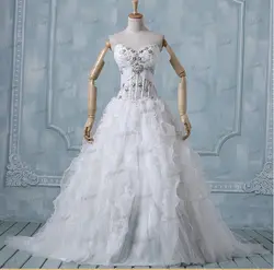 Свадебное платье Кристалл бисер 2018 Мода robe de mariage vestido de noiva оборками из органзы Бальные платья Мать невесты платья для женщин