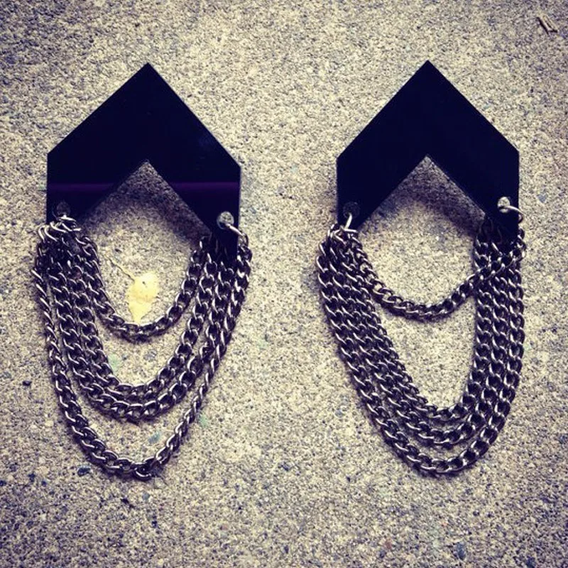 Элегантные модные надеясь на бусинах акрил серьги ретро Для женщин длинная цепь серьги черный Chain Tassel Earrings