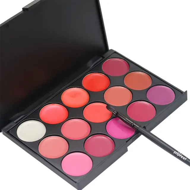 New 15 Colors Lip Gloss Lipstick Palette Cosmetic Makeup Kit Set With