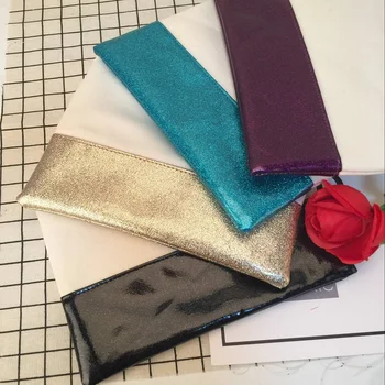 

5pcs Women Glittery Vegan Leather Pouch With Zipper Closure in4 colors,Two Tones Gold Canvas Clutch Combo DOM109876