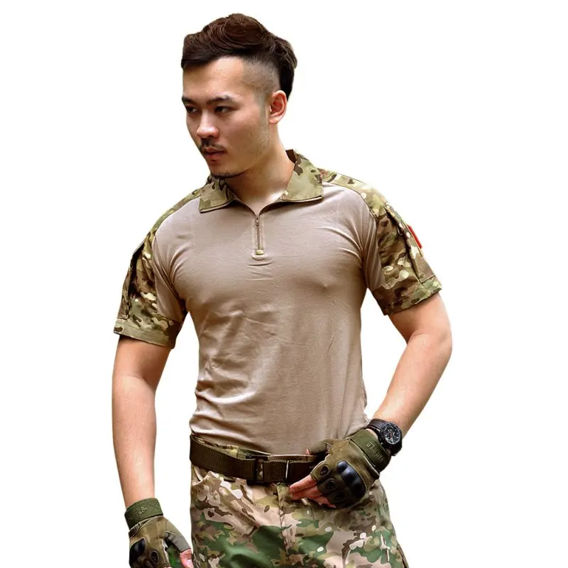 Мужская Летняя милитари, камуфляжная футболка, военные футболки с коротким рукавом, камуфляжная одежда, хлопок/полиэстр защитного цвета, мультикамо, походная рубашка