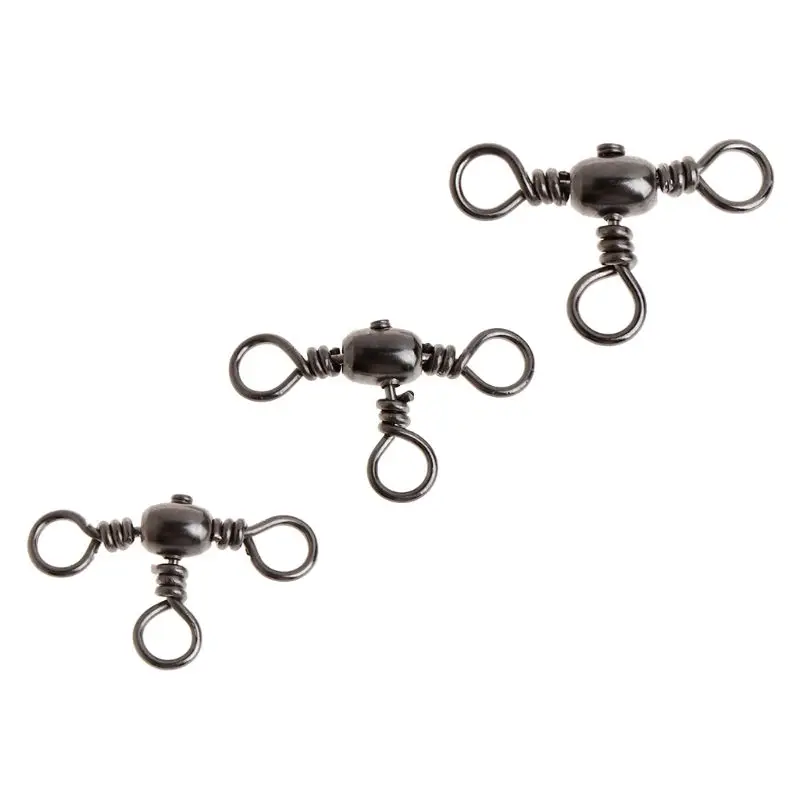 

1 Set Fishing Swivel Stainless Steel T-shape 3-way Swivels Connector Hook Bearing Strong Pull Solid Ring Accessories