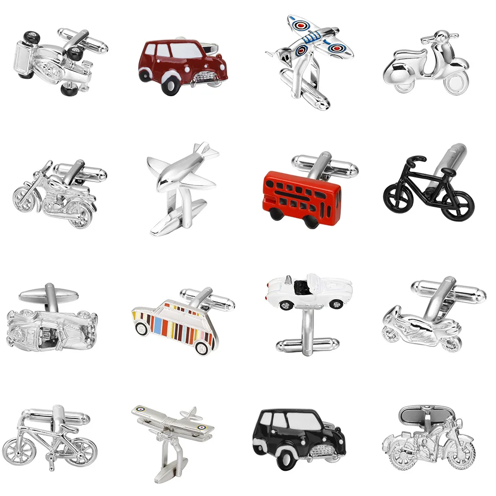18 видов стилей Винтаж автобус запонки новинка движения автомобиля/Самолет/велосипед/дизайн мотоцикла медный материал Для мужчин ювелирные изделия