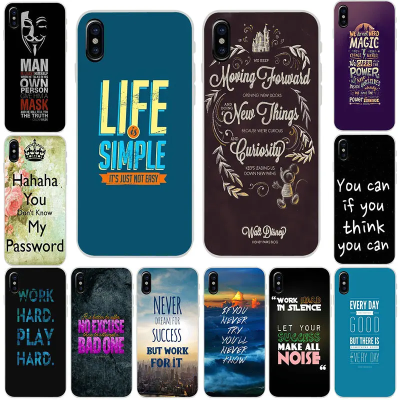 

Inscription Quote Motivation Soft TPU Mobile Phone Cases Back Cover for iPhone X XR XS Max 10 7 6 6s 8 Plus 4 4S 5 5S SE 5C Bags