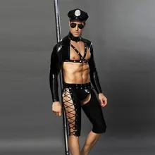 Мужские сексуальные костюмы, горячие эротические сексуальные полицейские, косплей костюм, Необычные ПВХ копы, мужские костюмы на Хэллоуин, полицейская Униформа 6616