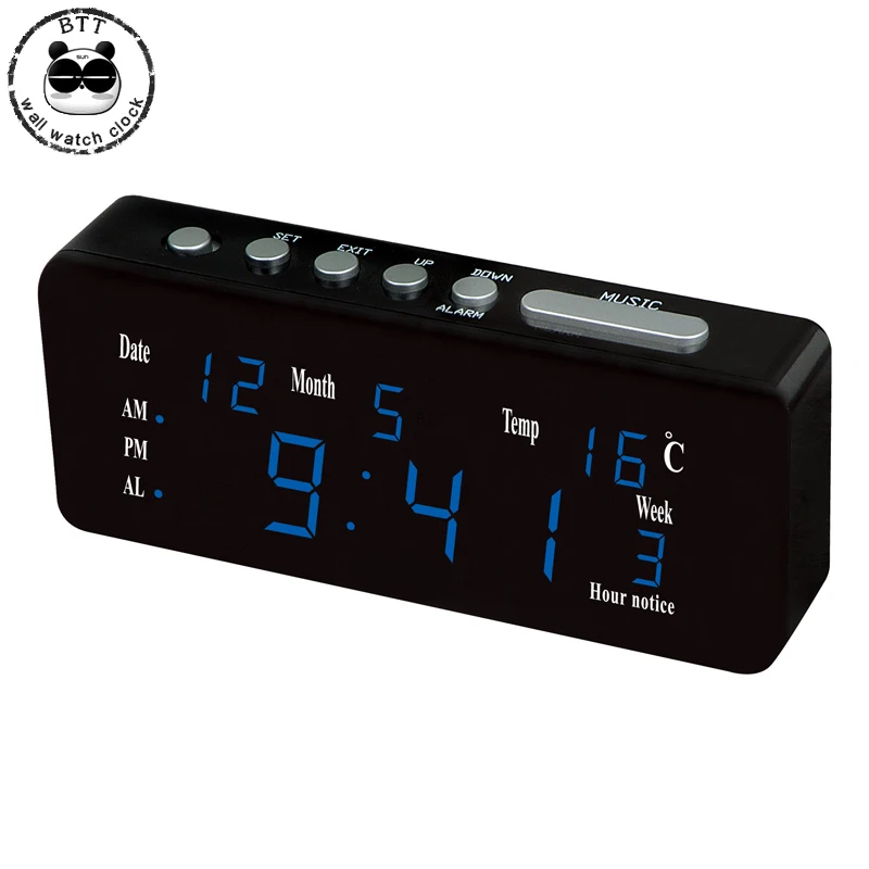 

Time Date Temperature Modern Multi color Display Clock Home Decor LED Digital Display Desktop Multi function Alarm Clocks