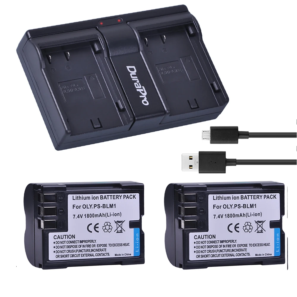 2pc PS BLM1 PS BLM1 BLM 1 Li ion Battery + Dual USB Charger for Olympus