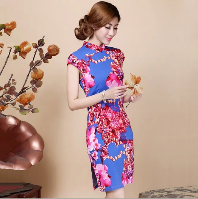 Китайское платье Ципао, короткие, большие размеры, лето-осень, вечерние, льняные, шелковые, Vestido, восточные, красные, фиолетовые, черные, 5XL, 3XL, 4XL