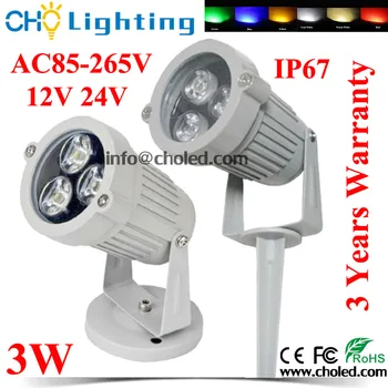 

10pcs/lot CE RoHS Gray IP67 12V 120V 220V 230V 3W LED Garden Flood Light Base Spike 3 Years Warranty