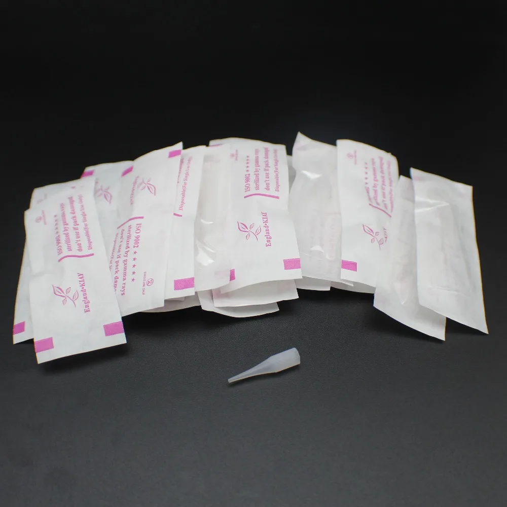 

100pcs 1RL Individual Packed Eyebrow Tattoo Tips Plastic Giant Sun Needle Caps For Permanent Makeup Eyebrow Lip Tattoo Machine