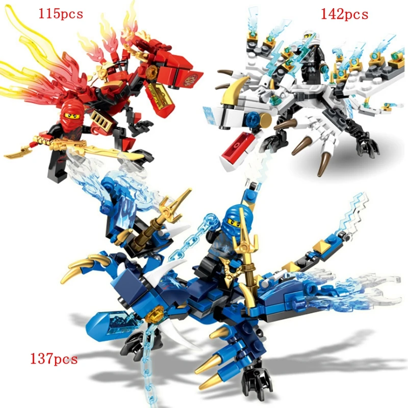 

2019 Creative 3 Pieces / Set Ninja Characters Dragon Knight BuildingBlocks Compatible Legoings Model Brick Children's Toys Gifts