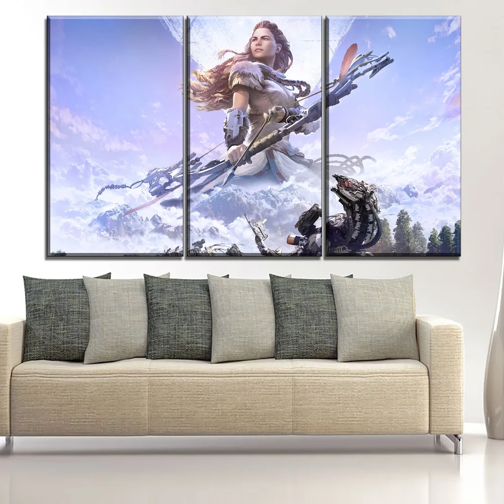 

3 Pieces Game Aloy Picture Horizon Zero Dawn Canvas Printed Type Painting Modern Wall Artwork Home Decorative Unique Gift