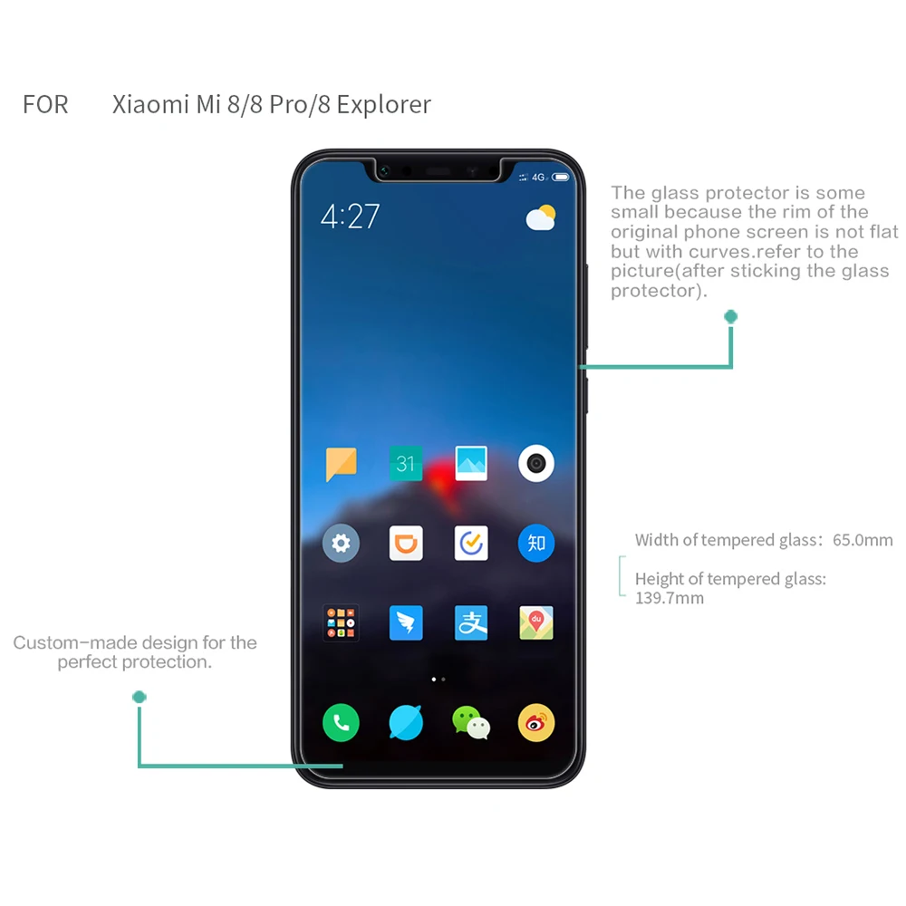 Nillkin закаленное стекло для Xiaomi Mi 8 Защитная пленка для Xiaomi Mi 8/8 Pro/8 Explorer защитная пленка H+ PRO 9H твердость