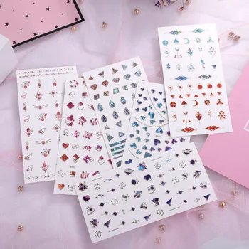 

1 sheet 3D Nail Sticker Gem Rhinestones Self Adhesive Transfer Decals geometric Gems Jewels Nail Art Decoration DIY Manicure