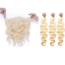 613 Body Wave Bundles With 13×4 Lace Frontal Brazilian Hair Weave 3 Human Hair Bundles With Closure Remy Hair Prosa
