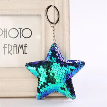 

Hot Fashion Sequins Mermaid Stars Shaped Keychain for Women Glitter Key Chain Gifts Car Keyring Handbag Pendant Accessories
