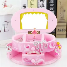 Pink Beautiful Ballet Dancer Doll Music Box Jewelry Organizer Make Up Box Portable Musical For Kids Girls Children Gift WS157