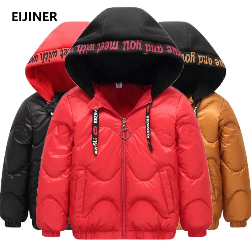 

Children Winter Down Jackets 2018 New Patchwork Warm Hooded Down Girls Coat Toddler Boys Jacket Kids Parka Outerwear Snowsuit