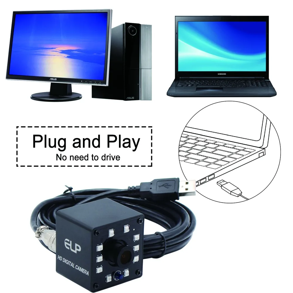 ELP 2MP 1080P 30fps камера ночного видения ПК веб Plug & Play CMOS OV2710 Full HD модуль с 8 ИК
