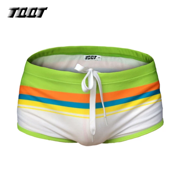 TQQT 2 шт./лот Striped Trunks мужские купальники яркие пляжные шорты стволы моды эластичный пояс шорты мужские короткие 5S0404 - Цвет: YELLOW