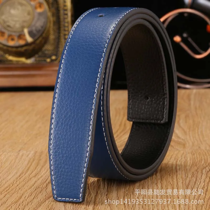 7 colors High Quality Leather Men Belts Male Belts No Buckle For Women H Buckle Two Sides Female Belt Straps With Holes black leather belt Belts