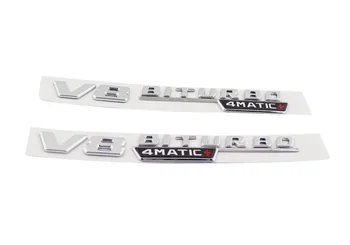 

2 pcs Chrome V8 BITURBO 4 MATIC+ for Fender nameplate Emblem Badge Sticker